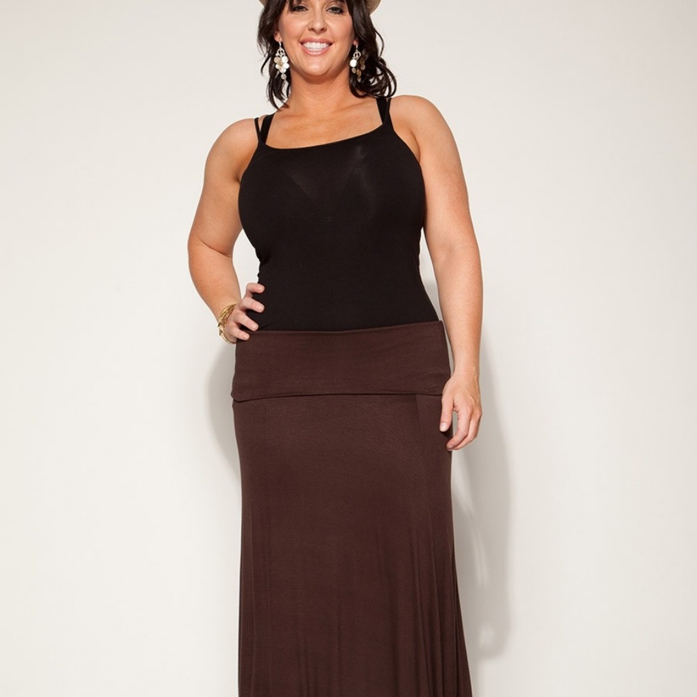 FOLD OVER MAXI SKIRT IN BROWN